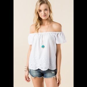 Miami Adalynn Eyelet Off- The Shoulder Blouse